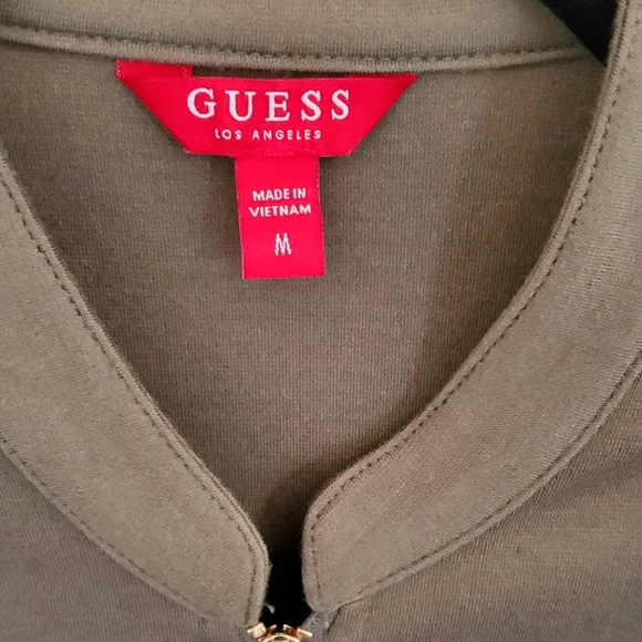 Guess Olive Green Zip-Front Short Sleeve Dress - Picture 5 of 10